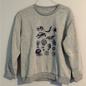 Gray Women’s Sweatshirt with sea animal graphics Size Medium